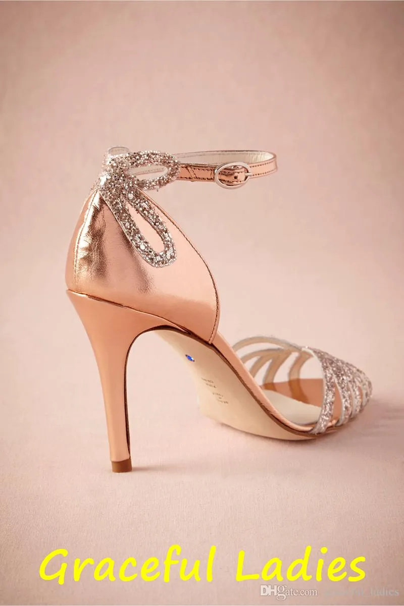 rose gold heels open toe