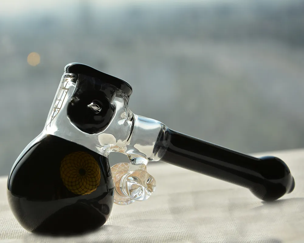 Thick Straight Handle Glass smoking Pipes White Hammer Bubbler Hand Pipe Spill Proof Spoon Bubbler Pipes 