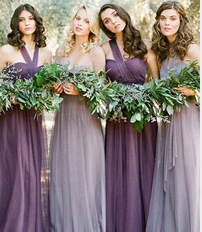 Fantastic A-line Floor-length Tulle Convertible Bridesmaid Dress Tie To Many Different Styles