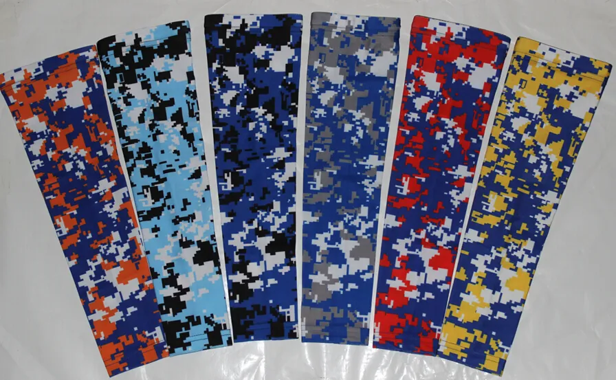 Partihandel Digital Camo Baseball Fotboll Wicking Arm Sleeve 138 Färger I lager 7 Storlekar I lager