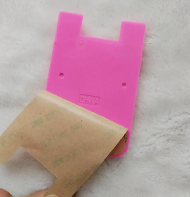 OEM Skriv ut Kundlogo Silikon Plånbok Kreditkort Pocket Bag Korthållare Slit Telefon Tillbaka Cover Fallpåse med lim Klistermärke
