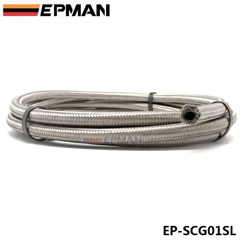 EPMAN 50M Braided Stainless Steel Brake Fuel Line Hose Rubber Core For Handbrake Hose Track