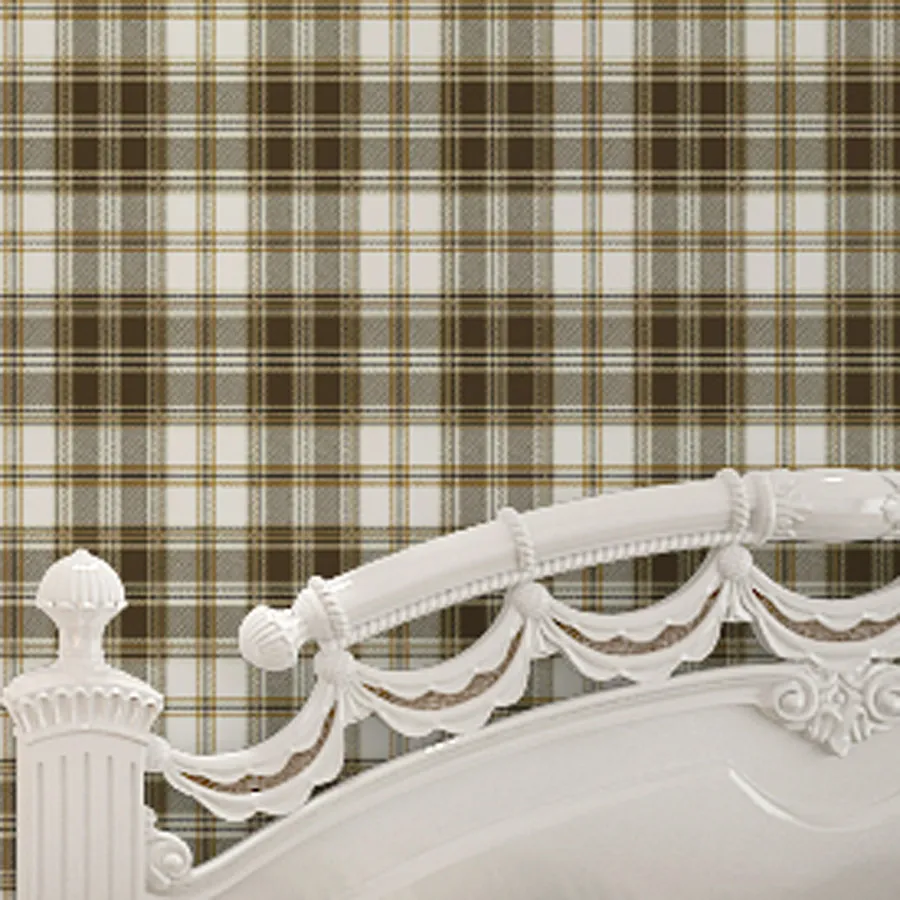 England grid wallpaper British American pastoral Scottish plaid non-woven wallpaper living room modern bedroom wallpaper