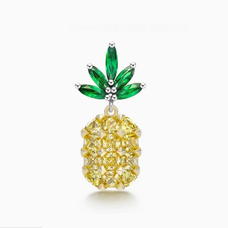 Vecalon Female pineapple earrings Crystal 5A Zircon 925 Sterling silver Party wedding Stud Earrings for women Fashion Jewelry