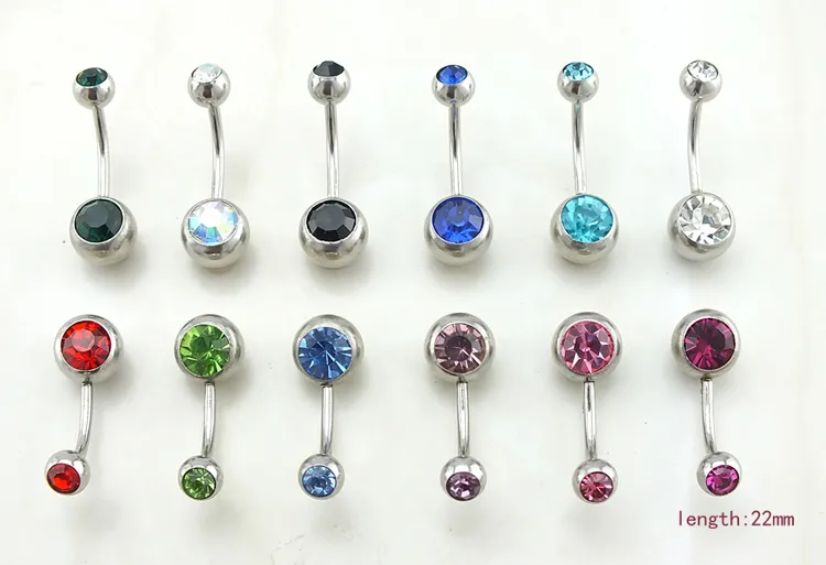 Hot Fashion Navel Bars Stainless Steel Crystal Ball Barbell Curved Belly Button Rings Body Piercing Jewelry