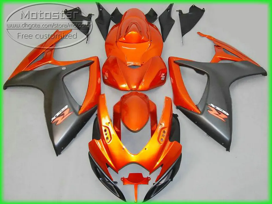 7 free gifts motorcycle fairings set for SUZUKI GSXR600 GSXR750 2006 2007 K6 GSXR600/750 06 07 matte black orange fairing kit KD2