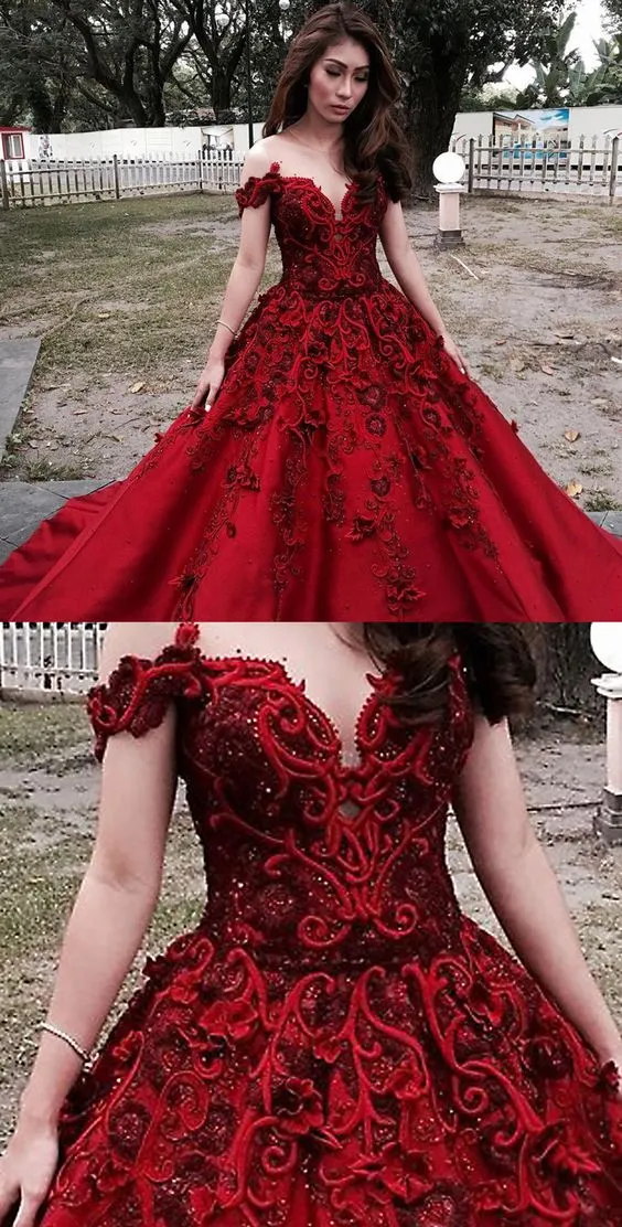 Dark Red Illusion Jewel Neck Red Evening Gowns With Beaded Floral Appliques And Satin A Line Sweep Train Glamorous Formal Wear From Xzy1984316 337.69 DHgate.Com