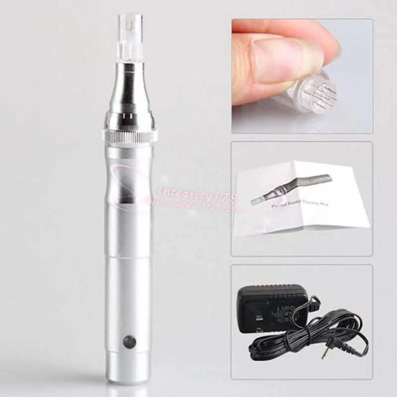 Silver New Electric Auto Derma Pen Therapy Stamp Anti-aging Facial Micro Needles electric pen With retail packing DHL 