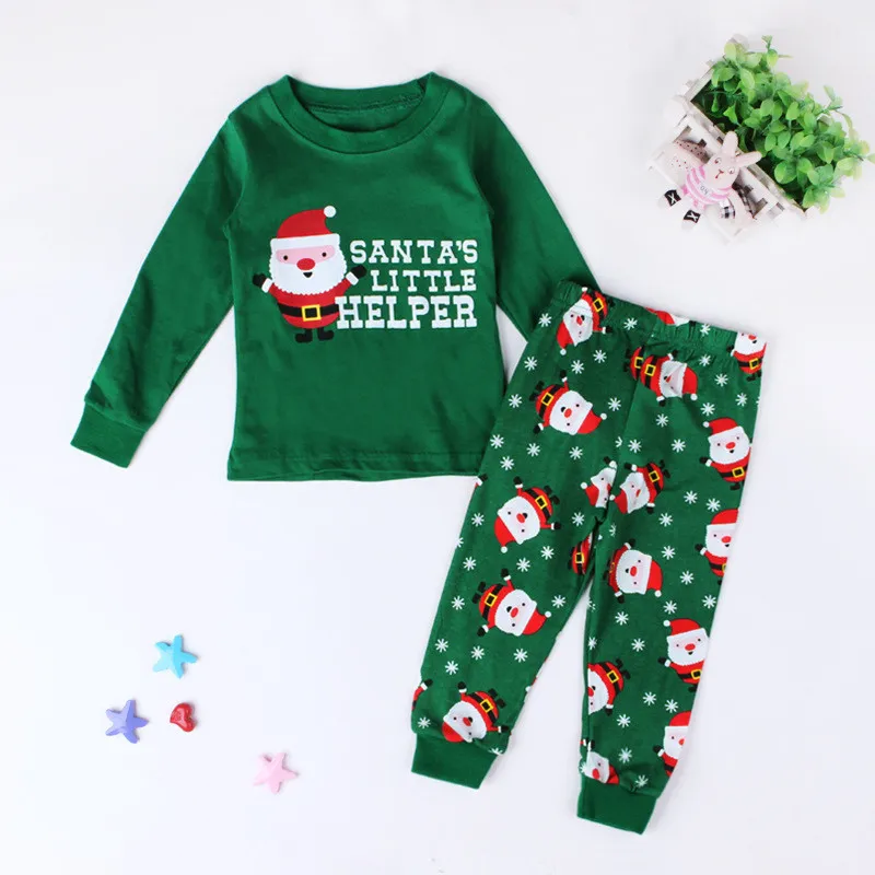 Natal Pijamas Crianças Outono Inverno Crianças Pijamas Roupas Crianças Infant Tops + Pants Set equipamento de Papai Noel do bebê do Natal Outfit