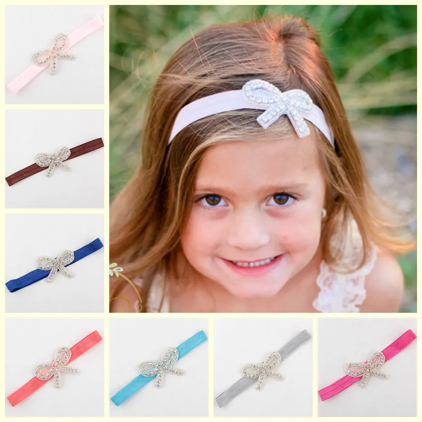 Baby Girl Headbands Rhinestone Bow Headbands For Girls Fashion Princess Elastic Headband Newborn
