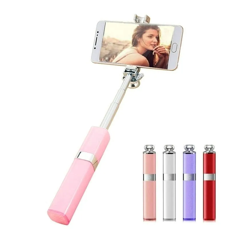 Drahtloser Bluetooth Selfie Stick Lady Lipstick Aluminium Teleskop Einbeinstativ Selfie Sticks für iPhoneX 8 7 plus Samsung Galaxy S7