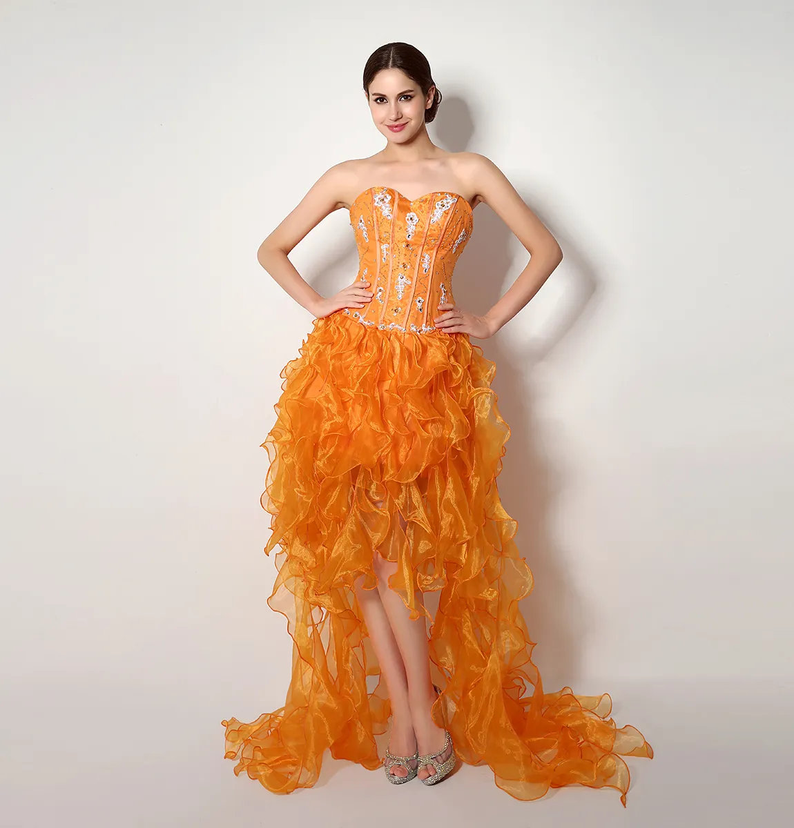 Robes de bal à faible concepteur 2015 en stock SEETHEART SEETHEART CRISTAL FISH ONGING ORAND ORANGE ORANGZA BANDAGES SEXY DR6693875