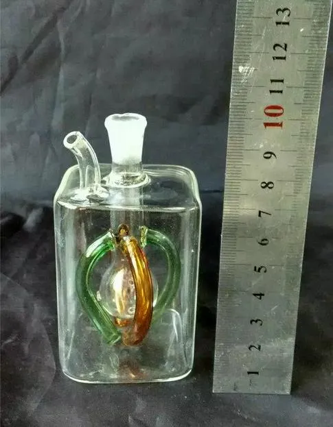 Bezpłatna wysyłka Nowa 4 kolor kwadratowego szklanego bong / szklany bong, rozmiar 10 * 5 cm, akcesoria prezentowe szklany garnek i szklany bieg B.