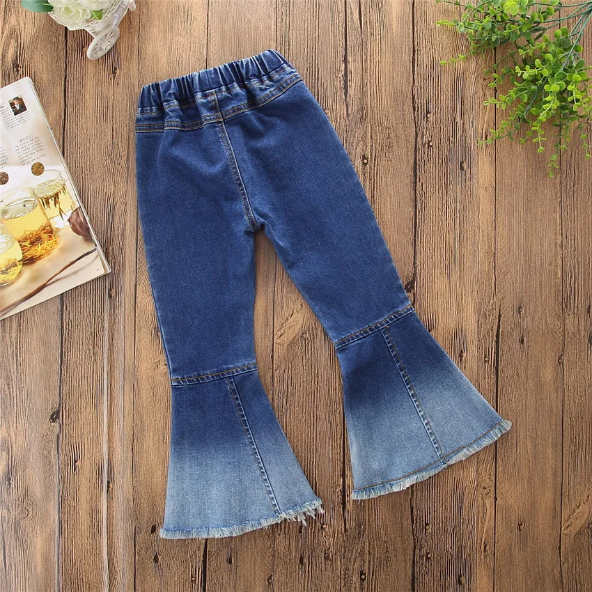 NIEUW 2018 Mode Kids Kinderen Jeans Meisjes Broek Baby Meisjes Flare Broek Kinderen Panty Panty Lange Broek Bell-Bell-Bottoms