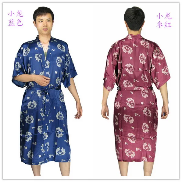 nuovo arrivo Mens rayon seta Robe Pigiama Lingerie Camicia da notte Kimono Abito pjs indumenti da notte Cinese tradizionale dprint 6 colori # 3799