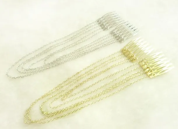 Promozione Donne più recenti intera039S Goldsilver vintage Fringe Nappel Capelli pettine Donne Clips Clip capelli 6462493