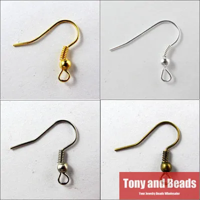 Jewelry Earring Finding 18X21mm Hooks Coil Ear Wire Gold Silver Bronze Nickel For Jewelry Making EF8