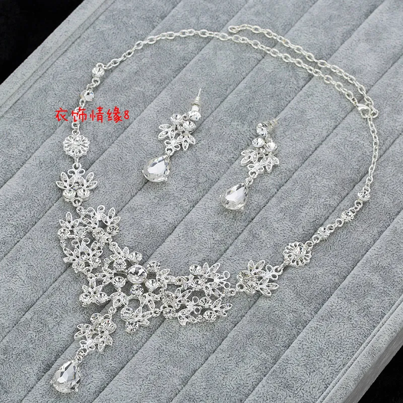 12 Style Rhinestone Crystal Drop Halsband örhänge Pläterad smyckesuppsättning för bröllop Brudsmycken5989261