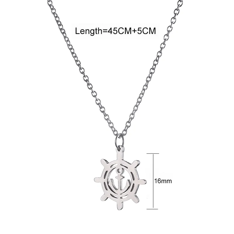 Collane di ancoraggioPendenti uomo Donna Acciaio inossidabile Tono argento Collane con pendente a timone Gioielli da uomo Maxi collana all'ingrosso