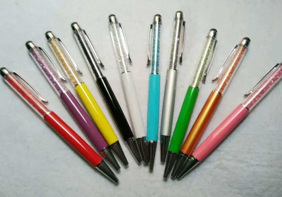 Capacitieve stylus balpen 5.7 inch Diamond Crystal 2 in 1 touchscreen Steentjes schrijven voor mobiele telefoon Tablet PC 200pcs / lot