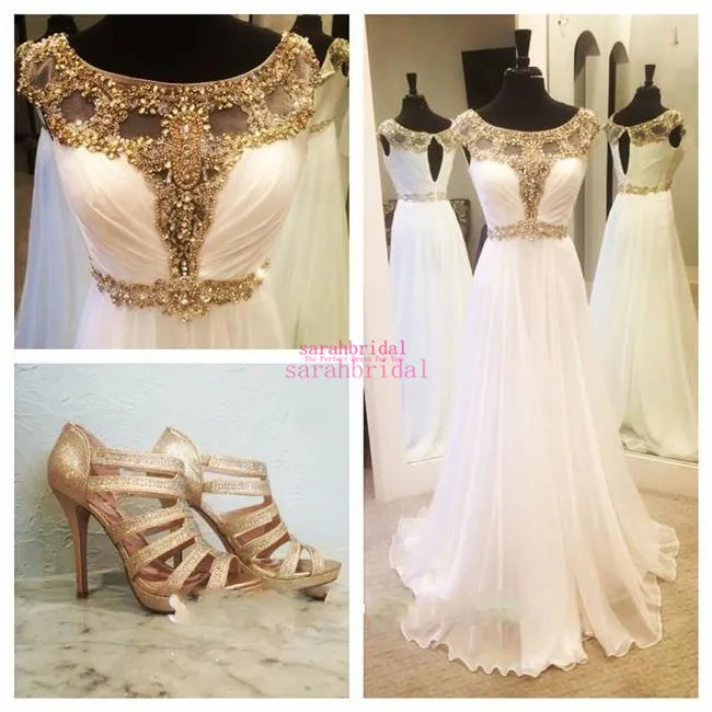 2019 Mooie Soiree Avondjurken voor hete Arabische Dames Hot Koop Goedkope Custom Made White Long Prom Party Jurken Crystals Vestidos