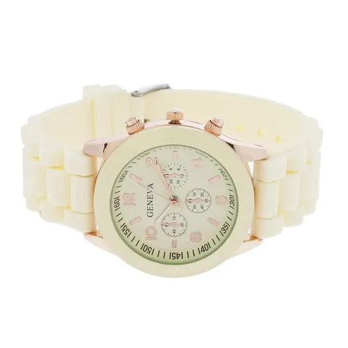 Fashion Jelly Quartz Genève Bekijk Silicone Strap Candy Color Unisex Rubberen band Hele Men Women Girl Watch Set analoog kleurrijk264r