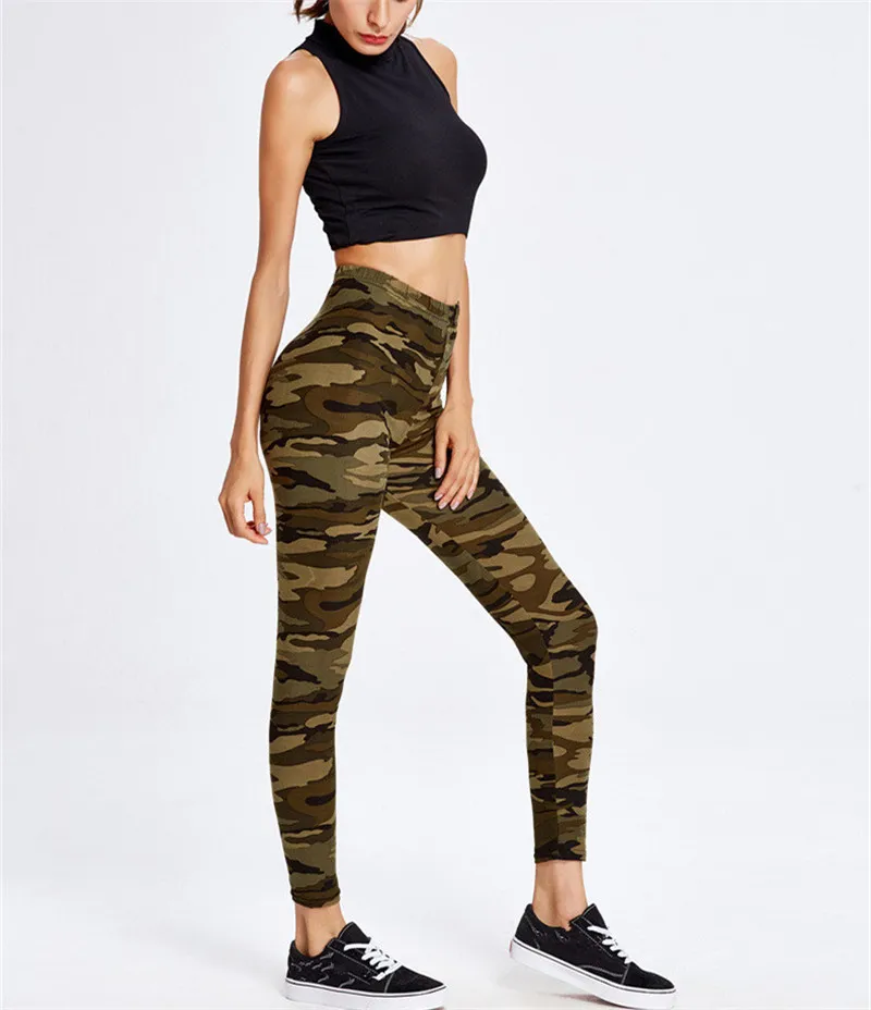 Camouflage Leggings High Waist Army Green Pants Sexy Print Workout