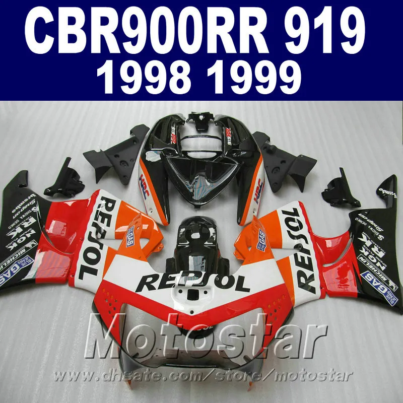 دراجة نارية رخيصة هدية طقم لهوندا CBR900RR 1998 1999 أحمر أسود REPSOL fairings fairings set CBR 900 RR CBR919 98 99 QD32