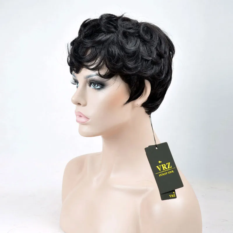 Perucas de cabelo humano peruca curta e sem glúten Cabelo humano cabelo ondulado ondulado brasileiro Perucas negras naturais para mulheres negras vendas quentes
