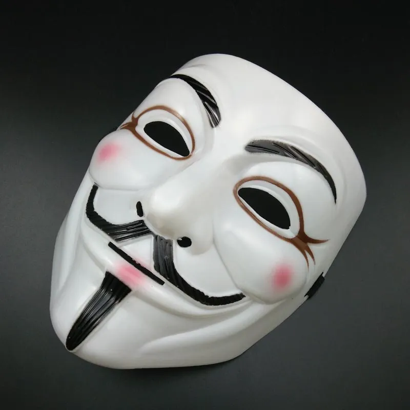 Satışa Beyaz V Maske Cadılar Bayramı Maskeleri Seksi Eyeline Anonim Vendetta Parti maskesi Guy Fawkes Maske Tam Yüz Korku maskesi süper Korku ...