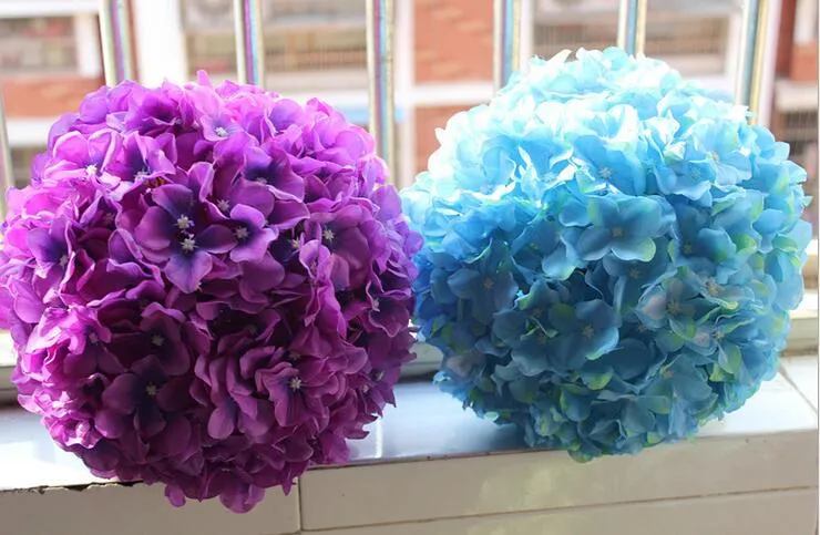 12 tum konstgjord hortensia blommor boll pincushion bröllop boll kyssande boll bröllop stormarknad deoration hängningar fb008