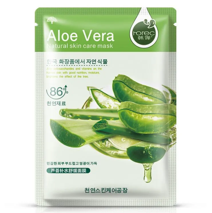 Maschere il viso all'aloe vera Cura della pelle Maschera il viso a base di piante Idratante Controllo dell'olio Rimozione dei punti neri Cura avvolta