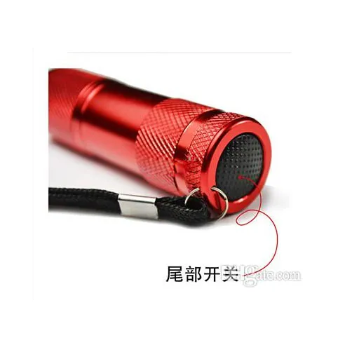 New Arrival, 9 LED Mini Torch Mini Latarka LED 300LM UV LED Latarka Latarka Wodoodporna Latarki Lampy Pochodnie Czarne