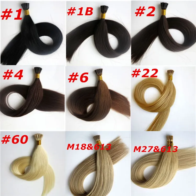 Extensions de cheveux humains pré-collés I Tip 50g 50Strands 18 20 22 24 pouces cheveux humains indiens brésiliens droits