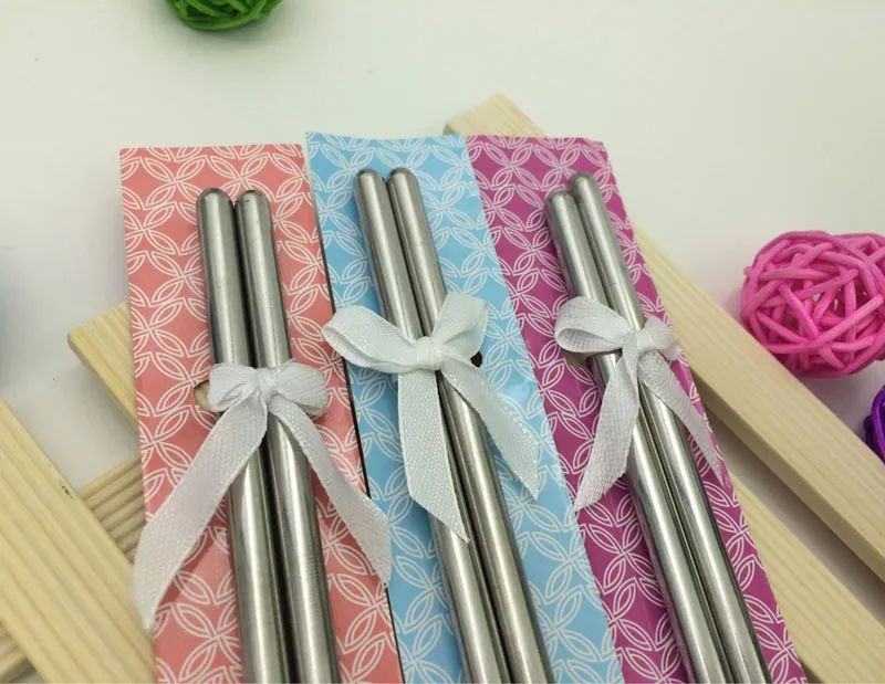 Newest Fashion Stainless Steel Chopsticks Tableware Wedding Favors Gift With Retail Package For Guest ZA5422