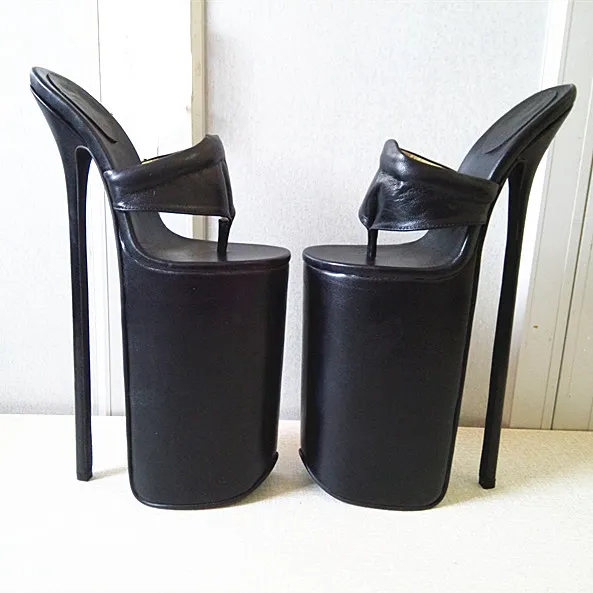 30CM hauteur de talon Sexy en cuir véritable bout rond sandales à talons aiguilles chaussures de fête taille américaine 5-14 NO.y3017