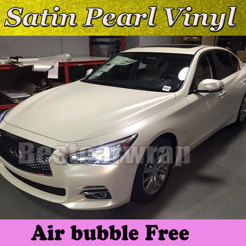 Pearl glossy white vinyl for car wrapping Foilen Film with bubble Free 1.52x20m/Roll Free Shipping