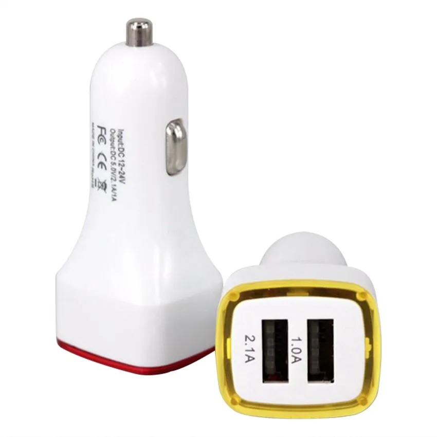 Rocket Design LED Light 5 V 2A Dual USB Auto Charger Adapter voor iPhone 6 7 Samsung Universal Coche Cargador 100st