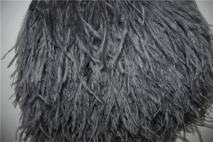 10 YardSlot 1 -lagen Light Graydark Grey Ostrich Feather Trimning Fringe på Satin Headde 5 6inch1215cm i bredd till TIP6102089