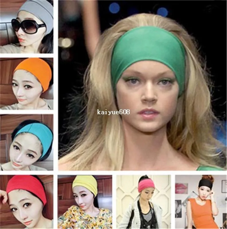 10 teile / los Neue Mode 5 inch Frauen Farbige Breite Yoga Stirnband Stretch Haarband Elastische Haarbänder Turban