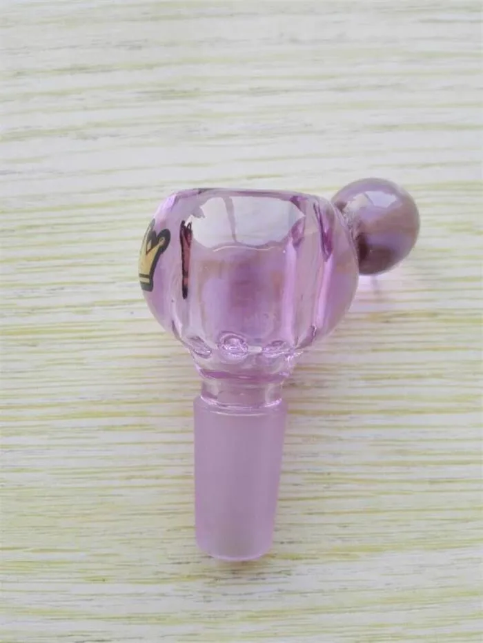 Оптовая высокое качество 14 мм 19 мм женский и мужской совместных чаши для стеклянных водопроводных труб и бонги курение стеклянные чаши фиолетовый черный цвет чаши