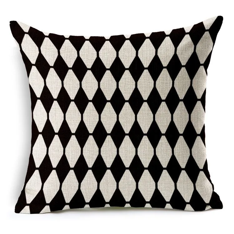 Pillow Cover Modern Soft Cotton Linen Fundas Para Cojines Vintage Cushion Cover Black White Stripe Geometry Pattern Pillow Case215H