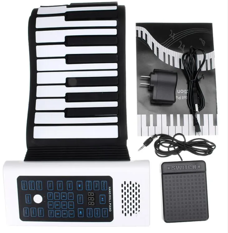 88 Tuşları Roll Up Piyano Şarj Edilebilir Klavye Mikrofon Hoparlör Enstrüman Elektrik Aksesuar Ücretsiz Kargo Ile