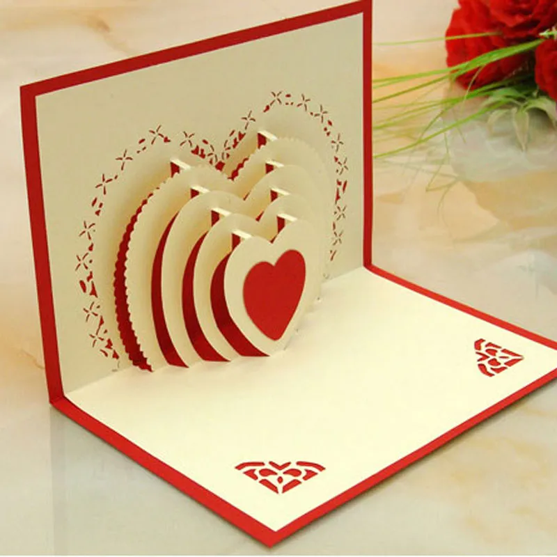 3D laser gesneden bruiloft decor uitnodigingen hart liefde wenskaarten Valentijnsdag briefkaarten feestelijke feestartikelen