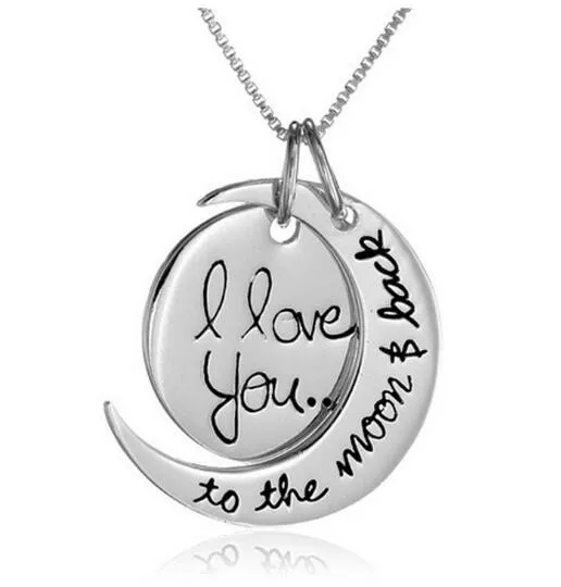 DHL Gold Chain Moon Sun Pendant Necklace I Love You Letter Couple Clavicle Necklace Korean Silver Jewelry for Women Men