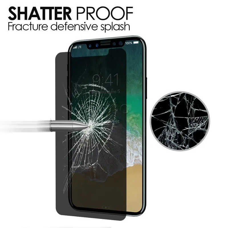 Privacidade temperado vidro anti-spy peeping protetor de tela para iphone x xr xs max 8 7 6 s plus com pacote de varejo