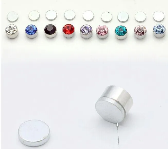 Magnetyczny cyrkon błyszczący ucho stadniny ucha biżuteria stadniny ucha bez potrzeby do uszu Wygodna podświetlenie mody Niesamowite Unisex Ear Stud Kolczyk 4,5 mm