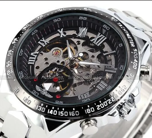 2019 New Winner Chronograph Clock Automatic Stainless Men Full Steel Skeleton Watch Men Mechanical Mens Watch Wristwatch For Men