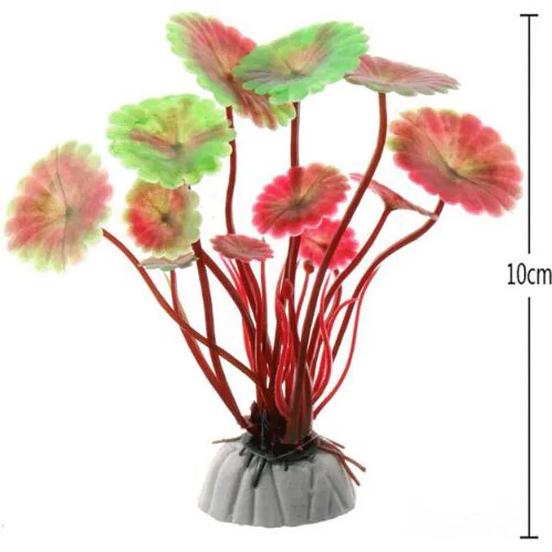 Sälj Plastic Lotus Leaf Grass Plants Artificial Aquarium Decorations Plants Fish Tank Grass Flower Ornament Decor2450