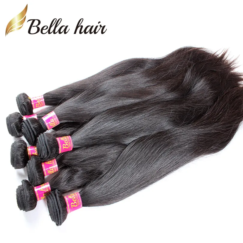 BellaHair®8A Soft Smooth Mongolian Virgin Hair 3Bundles Remy Weaves Natural Black Color Unprocessed DHL